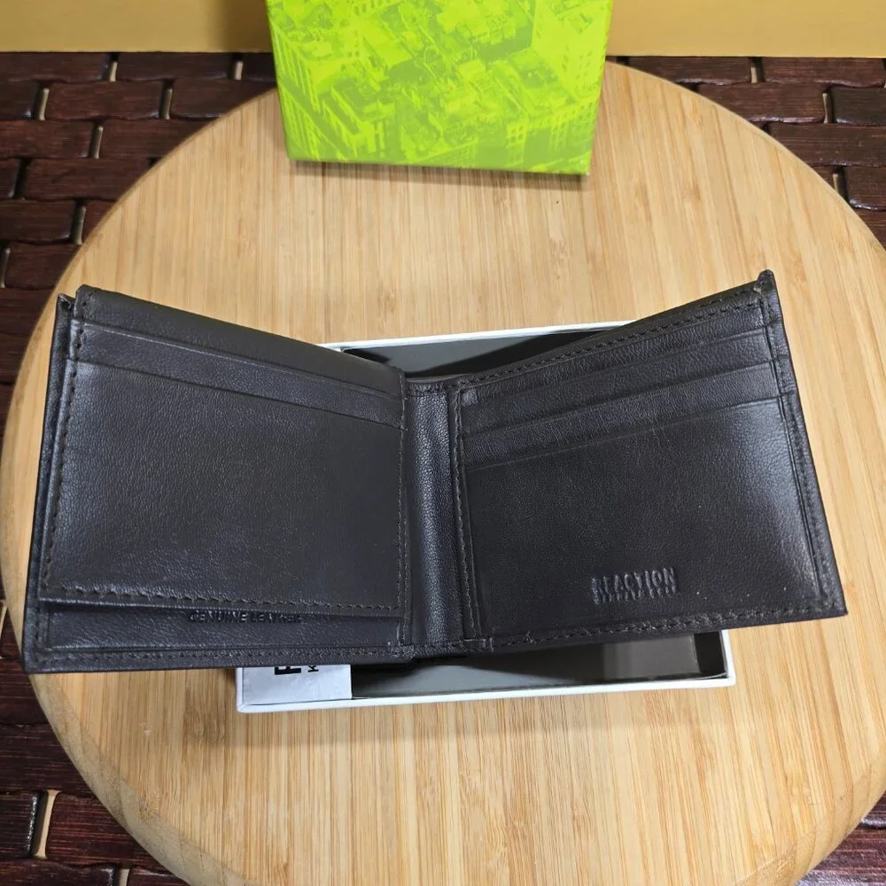 NWT Reaction Kenneth Cole Men's Handcrafted Leather Bifold Gift Boxed Wallet